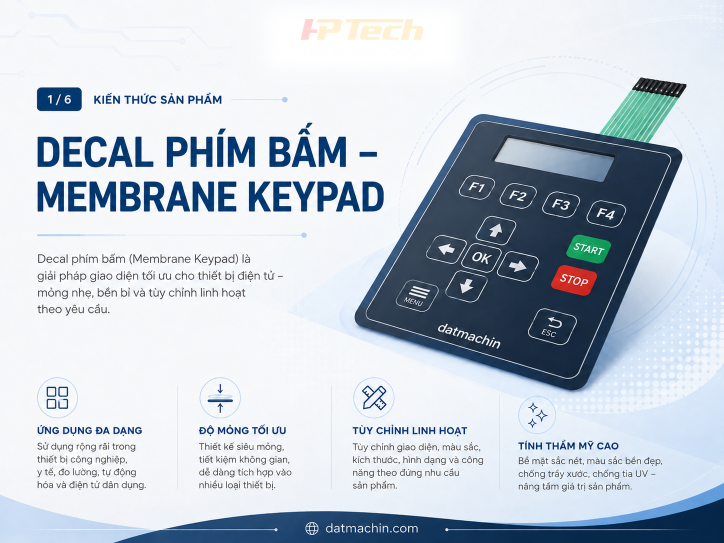 Decal ph&iacute;m bấm Membrane Keypad sản xuất theo y&ecirc;u cầu tại HPTECH