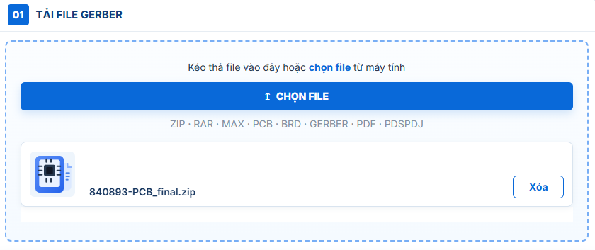 Upload File Gerber