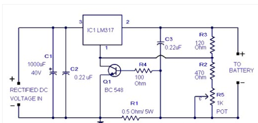 Mạch sạc pin sử dụng LM317