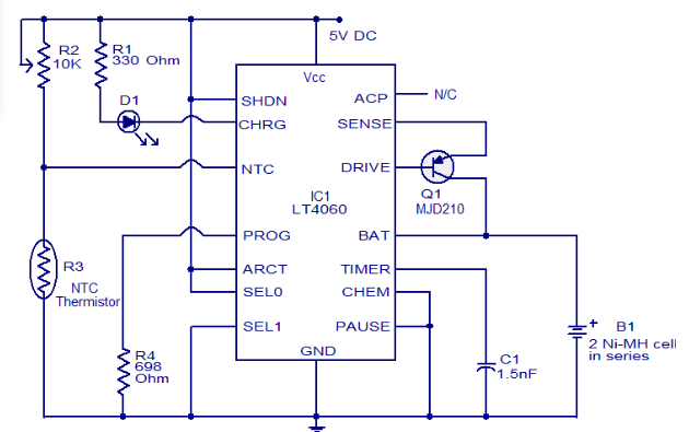 Bộ sạc pin Ni-MH sử dụng LT4060