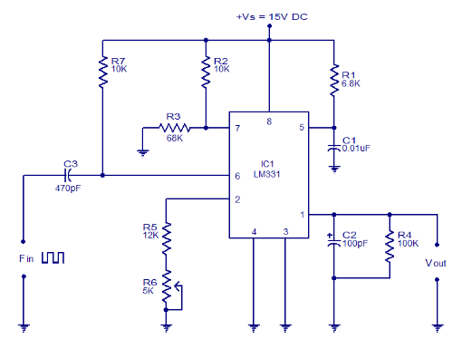 Bộ chuyển đổi tần số sang điện áp sử dụng LM331